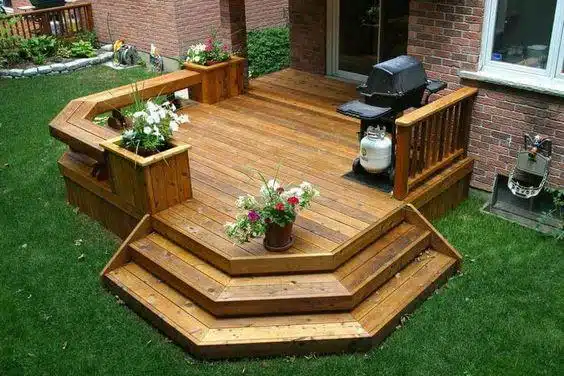Tiered-wood Deck backyard deck ideas on a budget - Tiered-wood Deck
