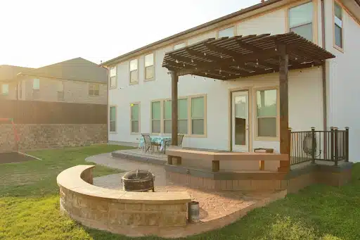 Deck Benched All Pro Decks Composite Decking stairs with lights in San Antonio