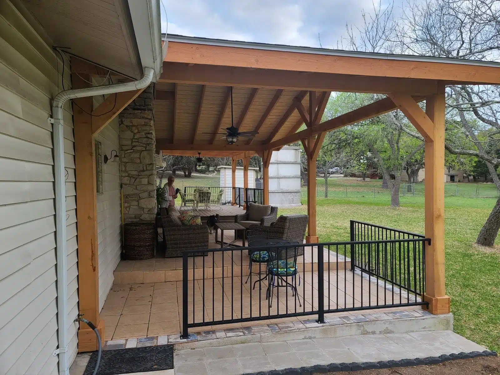Outdoor Rooms in San Antonio, TX Composite Decking stairs with lights in San Antonio