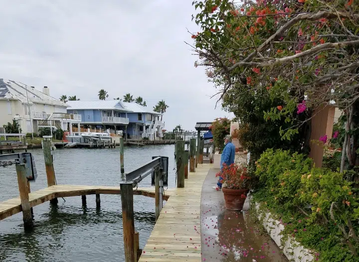 Dock Construction in San Antonio Texas Composite Decking stairs with lights in San Antonio