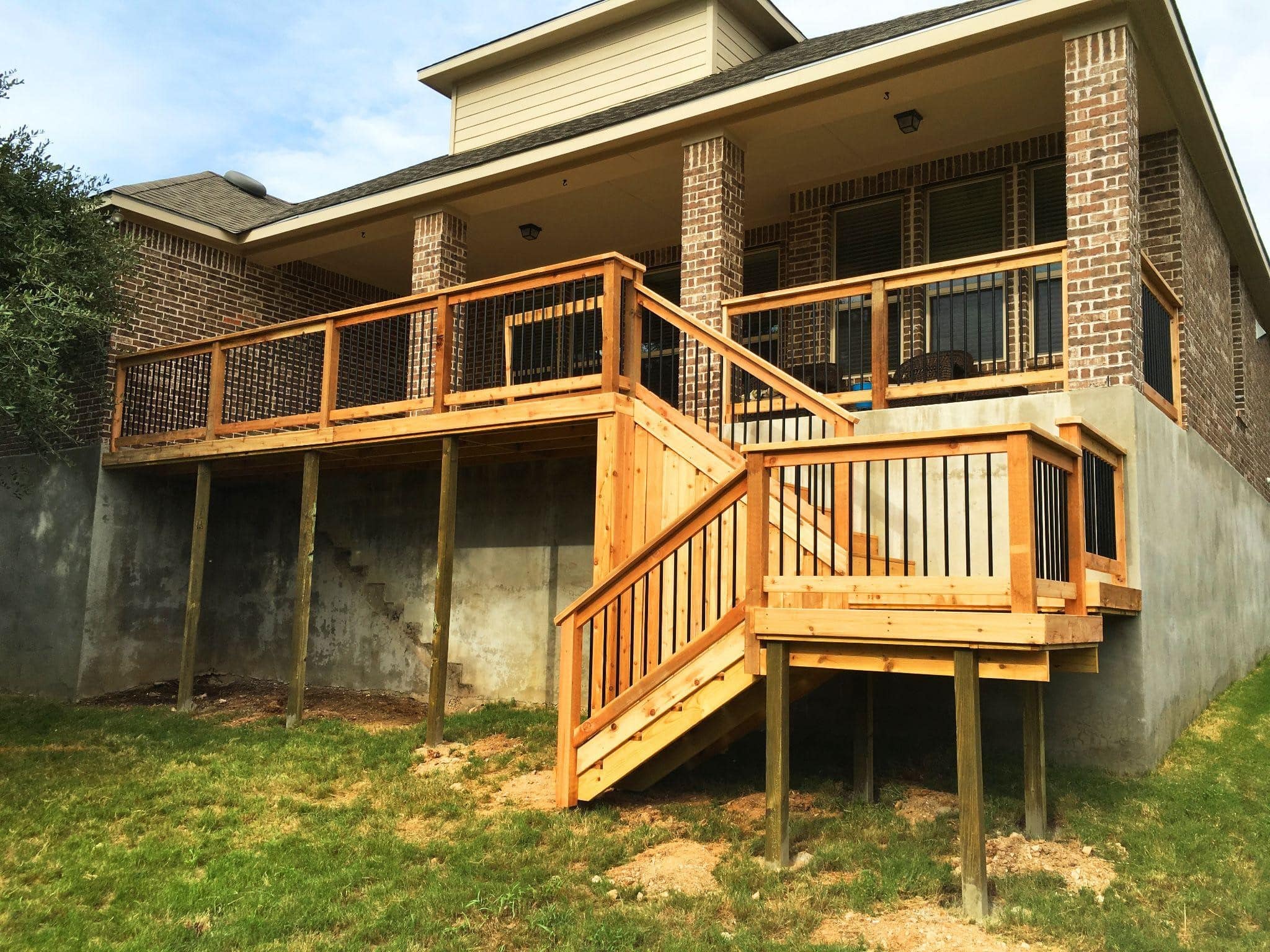 Railings-for-wood-deck Composite Decking stairs with lights in San Antonio
