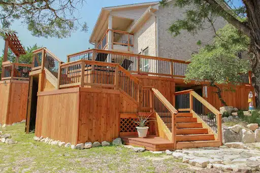 multi-level-decks Composite Decking stairs with lights in San Antonio