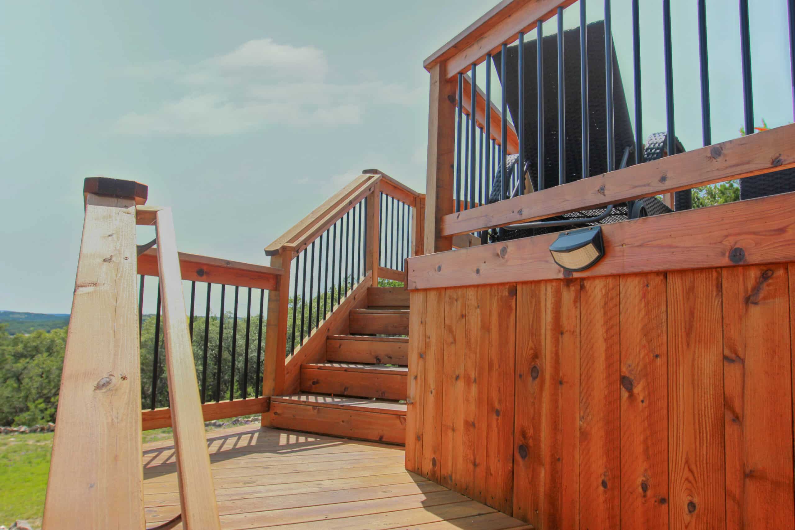 Wood Deck With Railing